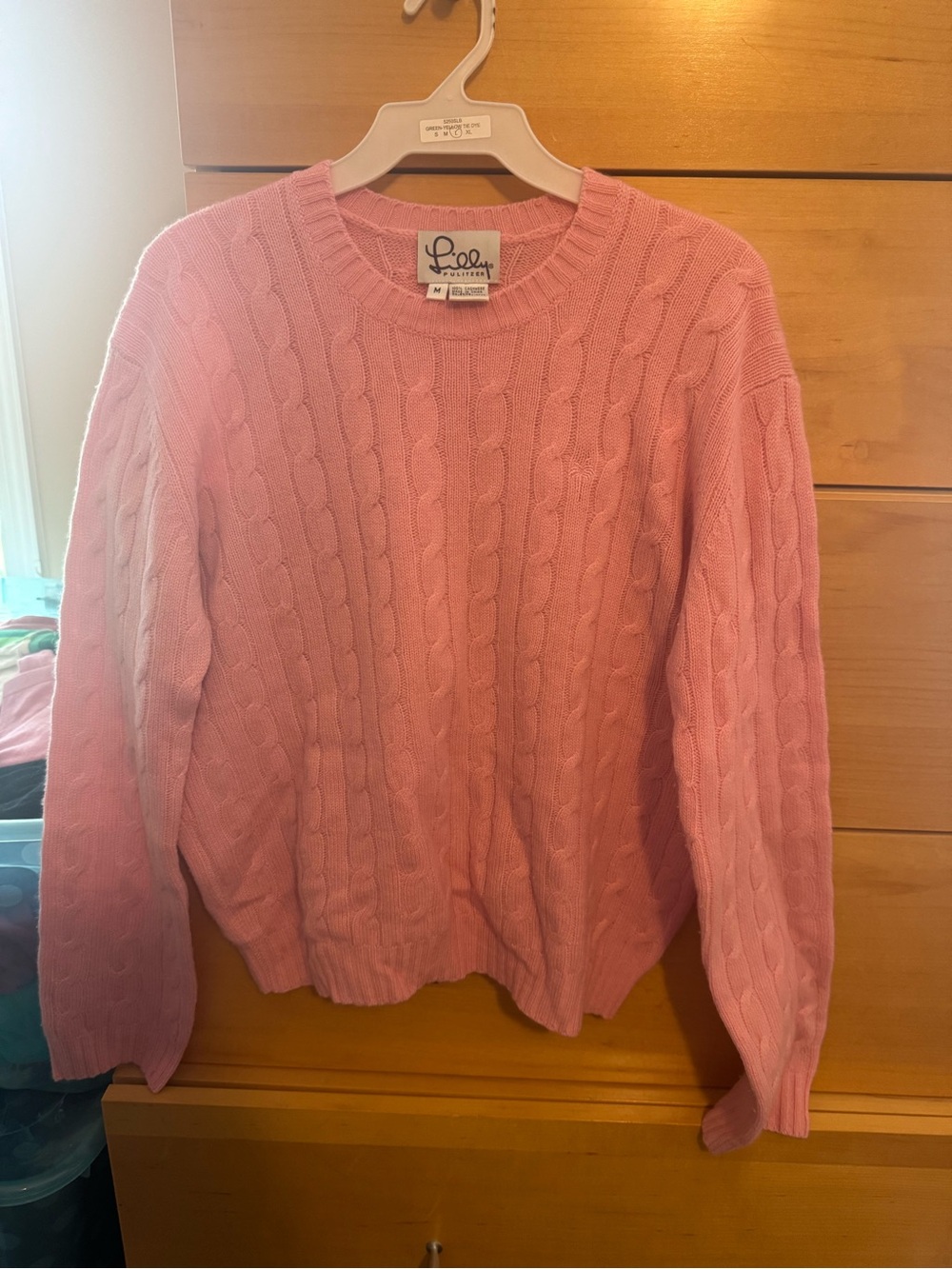 Lilly Pulitzer Pink Cable Knit Crewneck Sweater 100% cashmere